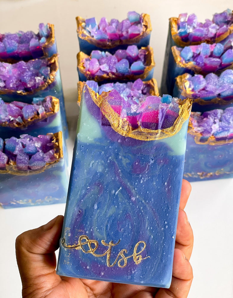
            
                Load image into Gallery viewer, Amethyst Geode Loaf Soap - THE SASS BAR
            
        