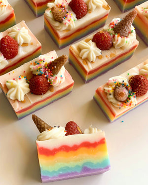 
            
                Load image into Gallery viewer, Rainbow Ice Cream Loaf Soap - THE SASS BAR
            
        